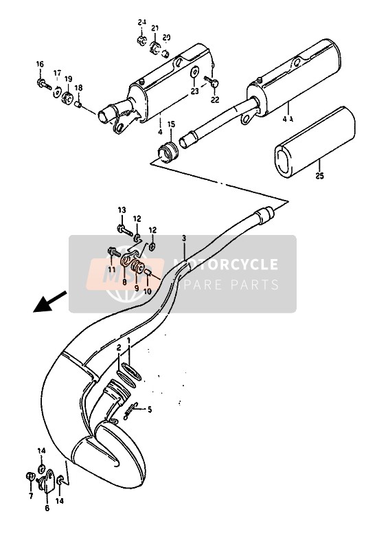 Suzuki RM250 1989 Muffler for a 1989 Suzuki RM250