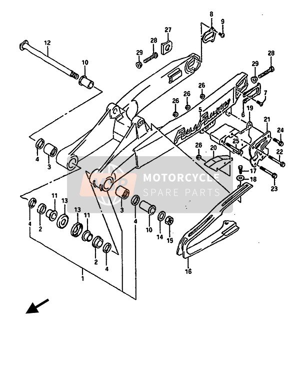 6100028C00, Swinging Arm Assy,Rear, Suzuki, 0