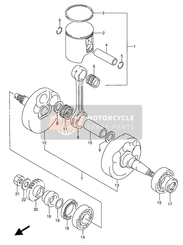 Suzuki RMX-250 1989 Vilebrequin pour un 1989 Suzuki RMX-250