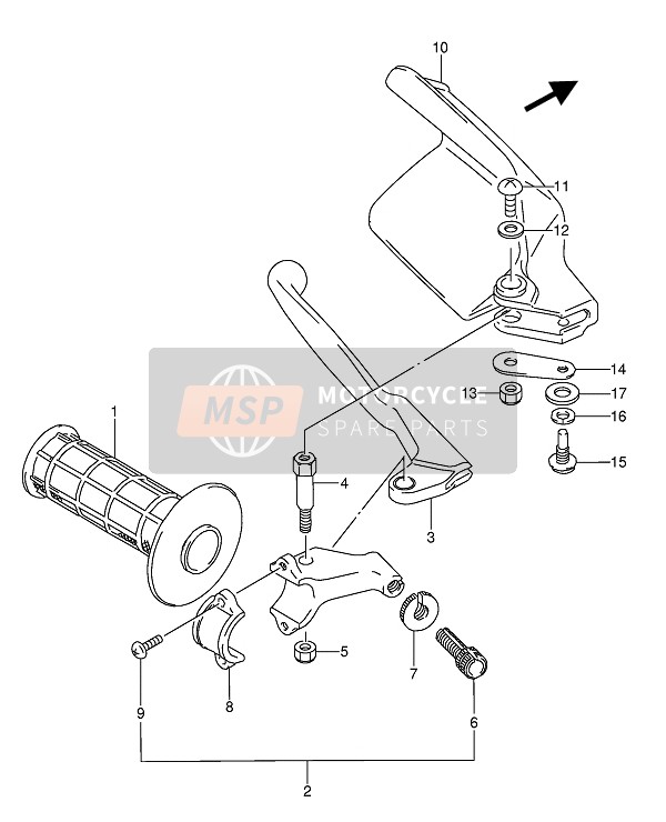 Suzuki RMX-250 1989 Linker Handkap voor een 1989 Suzuki RMX-250