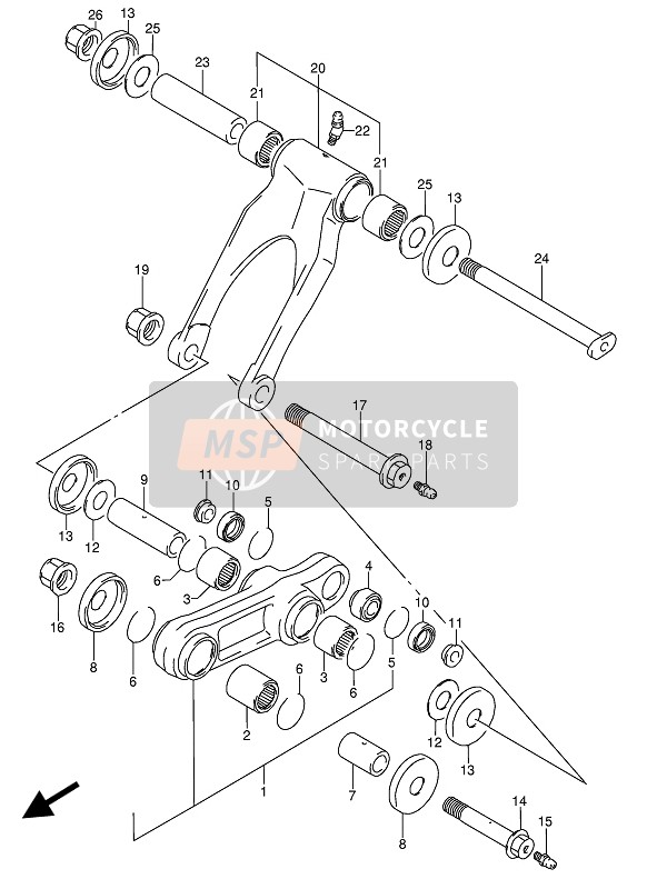 Suzuki RMX-250 1989 Link Hevel voor een 1989 Suzuki RMX-250