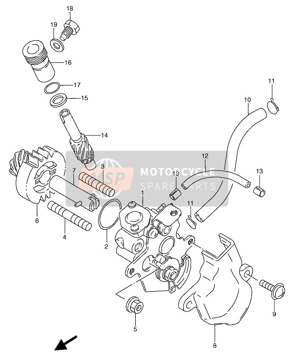 Suzuki TS125R 1989 Bomba de aceite para un 1989 Suzuki TS125R