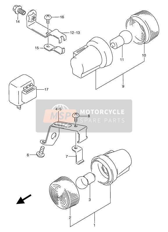 Suzuki TS125R 1989 Lámpara de señal de giro (E24) para un 1989 Suzuki TS125R