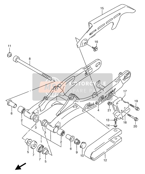 Suzuki TS125R 1989 Braccio oscillante posteriore per un 1989 Suzuki TS125R