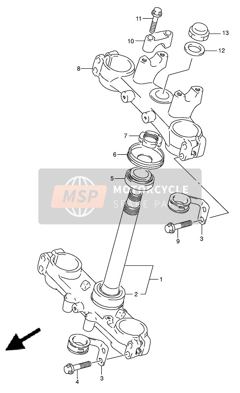 Suzuki DR350 1990 Vástago de dirección para un 1990 Suzuki DR350