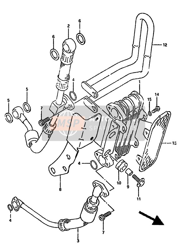 Suzuki DR350S 1990 Enfriador de aceite (Opcional - Excepto E18) para un 1990 Suzuki DR350S