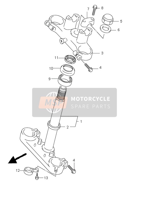 Suzuki RM85 2002 Support de fourche avant pour un 2002 Suzuki RM85