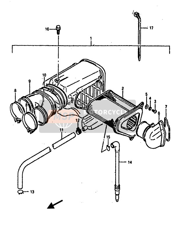 Suzuki DR800S(U) 1990 Filtro de aire para un 1990 Suzuki DR800S(U)