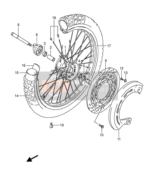 Suzuki DR800S(U) 1991 Front Wheel for a 1991 Suzuki DR800S(U)