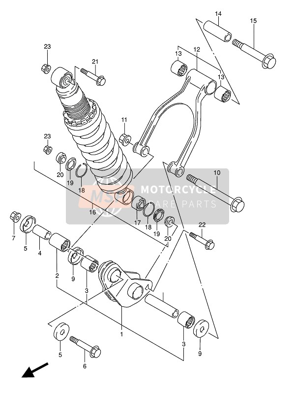 Suzuki DR800S(U) 1991 Achterste kussenhendel voor een 1991 Suzuki DR800S(U)