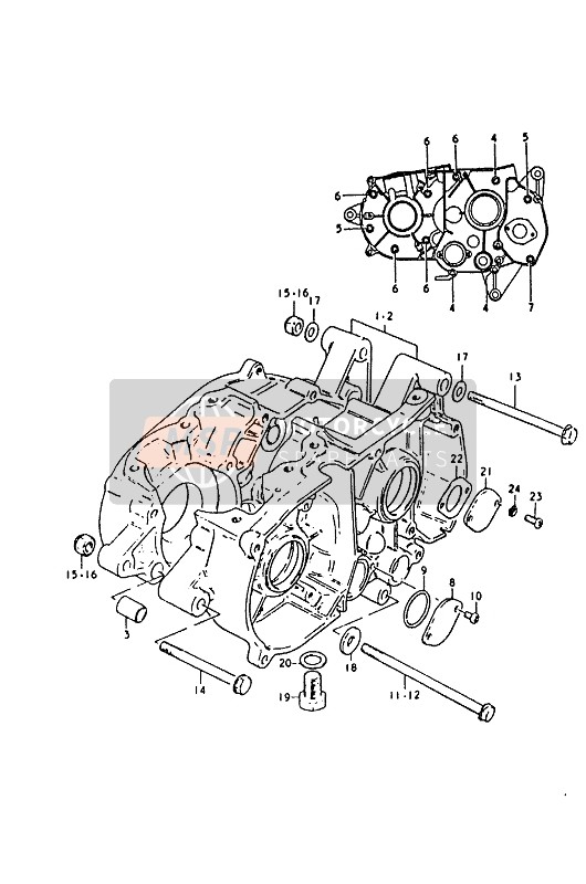 Suzuki RM50 1992 Crankcase for a 1992 Suzuki RM50