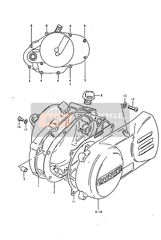 Suzuki RM50 1992 Tapa del cárter para un 1992 Suzuki RM50