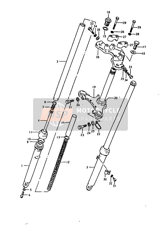 Suzuki RM50 1992 Forcella anteriore per un 1992 Suzuki RM50