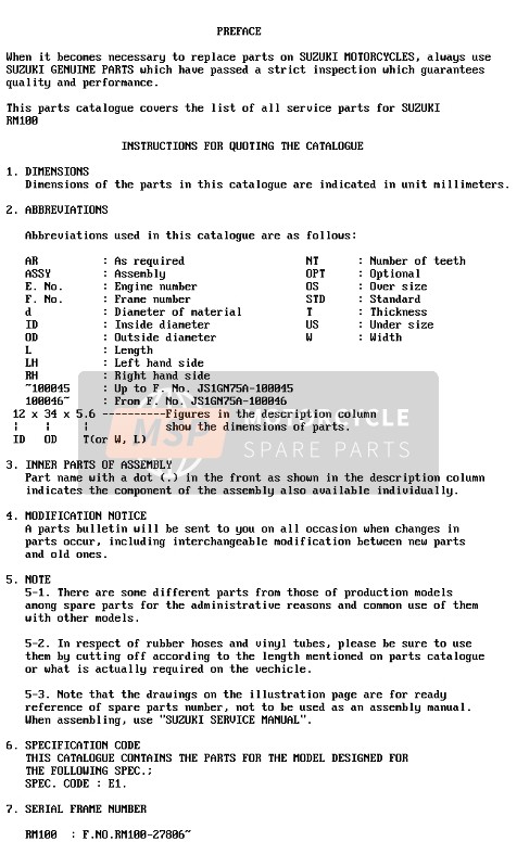 Suzuki RM100 1992 Preface for a 1992 Suzuki RM100