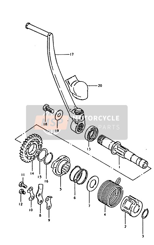 Suzuki RM100 1992 Kick Starter para un 1992 Suzuki RM100