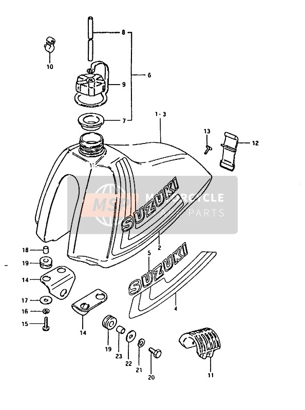 Suzuki RM100 1992 Réservoir d'essence pour un 1992 Suzuki RM100