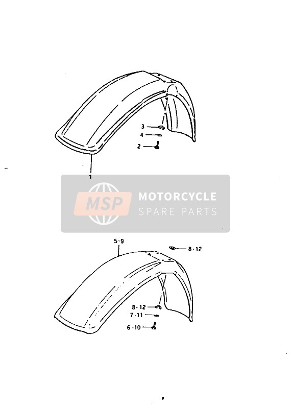 Suzuki RM100 1992 Guardabarros delantero para un 1992 Suzuki RM100