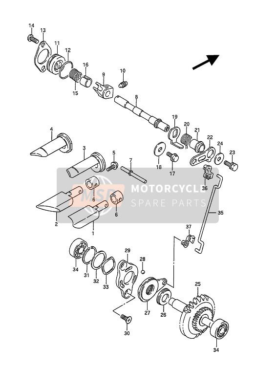 Suzuki RM125 1992 La soupape d'échappement pour un 1992 Suzuki RM125