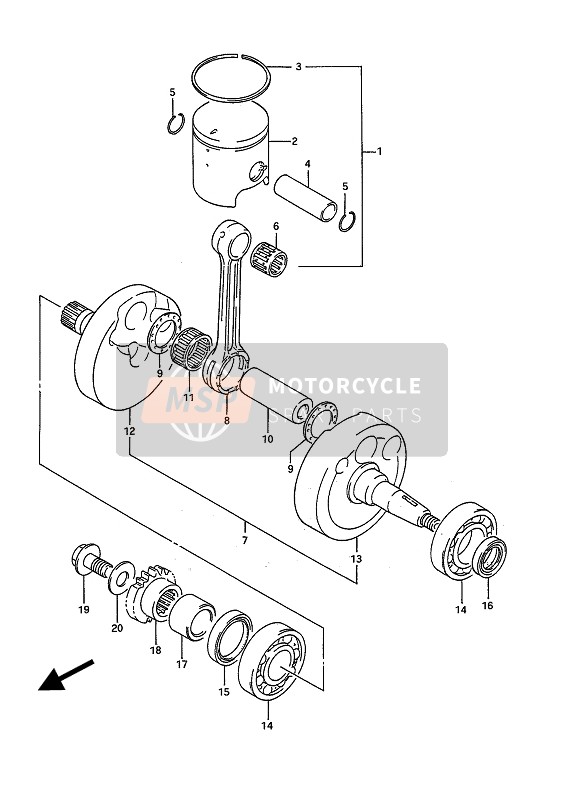 Suzuki RM125 1992 Crankshaft for a 1992 Suzuki RM125