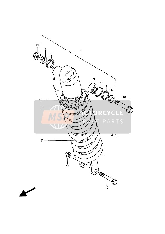 Suzuki RM125 1992 STOSSDÄMPFER für ein 1992 Suzuki RM125