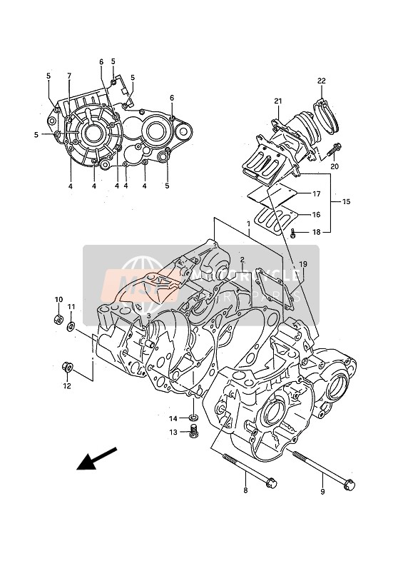 Suzuki RM250 1993 Crankcase for a 1993 Suzuki RM250