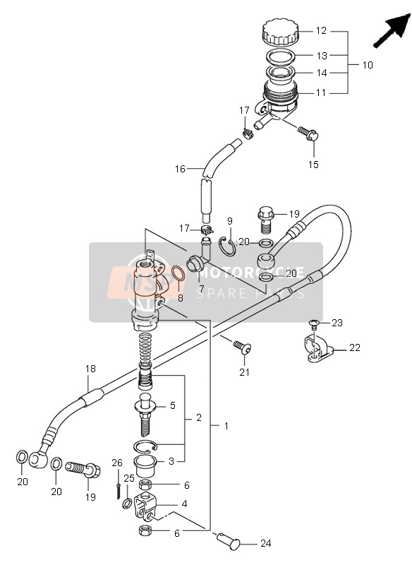 Suzuki RM125 2002 Rear Master Cylinder for a 2002 Suzuki RM125