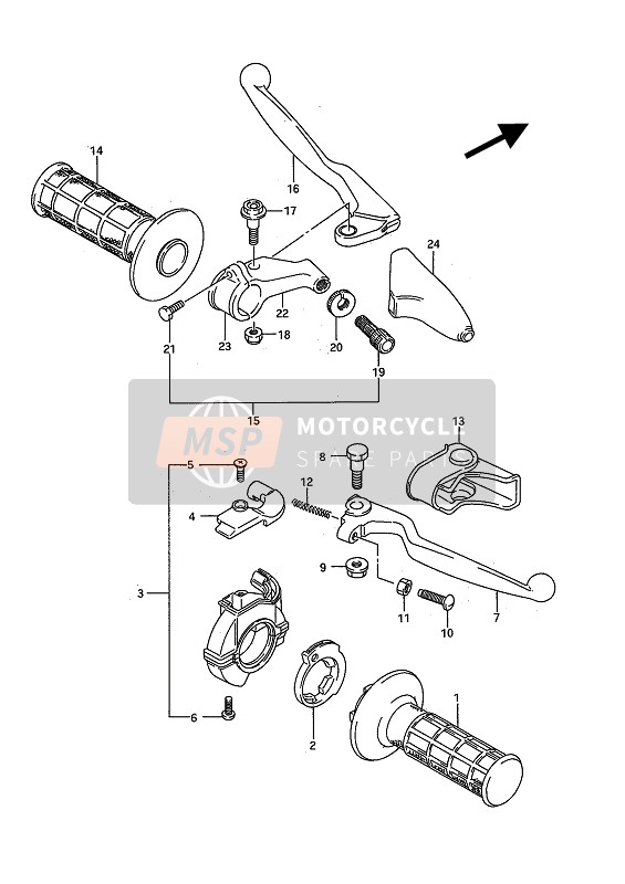 Suzuki RM250 1993 Commutateur de poignée pour un 1993 Suzuki RM250