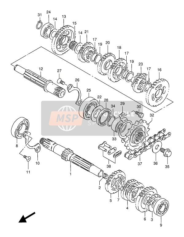 Suzuki DR125S 1994 Transmisión para un 1994 Suzuki DR125S