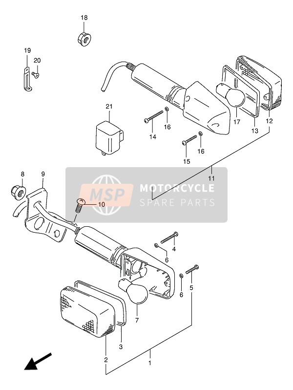 Suzuki DR125S 1994 Indicatore di direzione lampada per un 1994 Suzuki DR125S