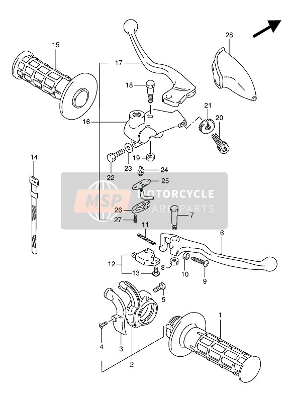 Suzuki DR125S 1994 Levier de poignée pour un 1994 Suzuki DR125S