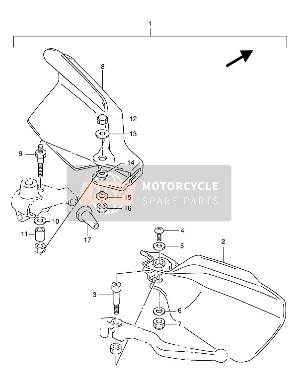 Suzuki DR125S 1994 Cubre nudillos (Opción) para un 1994 Suzuki DR125S