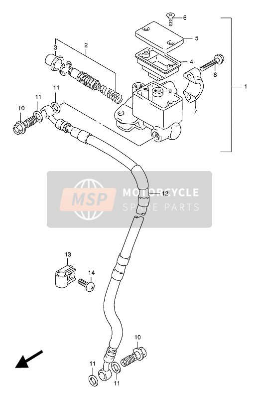 Suzuki DR125S 1994 Pompa freno anteriore per un 1994 Suzuki DR125S