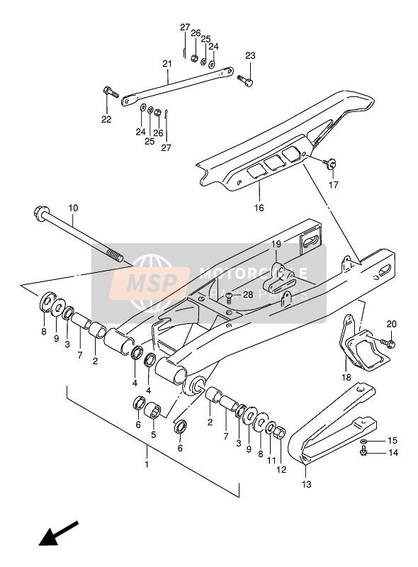 Suzuki DR125S 1994 Rear Swing Arm for a 1994 Suzuki DR125S