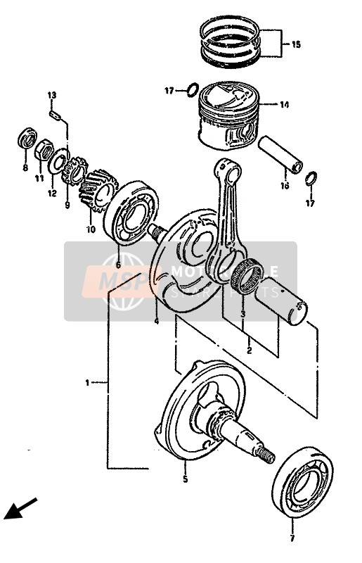 Suzuki DR125S 1987 KURBELWELLE für ein 1987 Suzuki DR125S