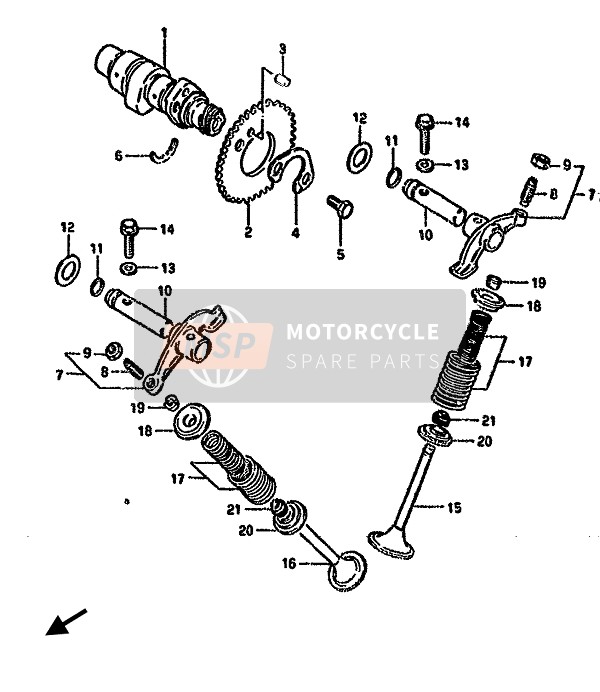 Suzuki DR125S 1987 Arbre à came & Soupape pour un 1987 Suzuki DR125S