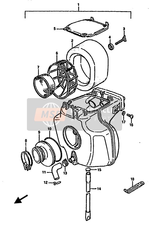 Suzuki DR125S 1987 Luchtfilter voor een 1987 Suzuki DR125S