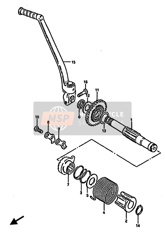 Suzuki DR125S 1987 Kick Starter voor een 1987 Suzuki DR125S