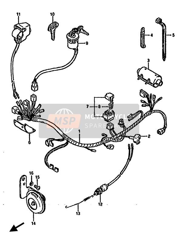 Suzuki DR125S 1987 Wiring Harness for a 1987 Suzuki DR125S