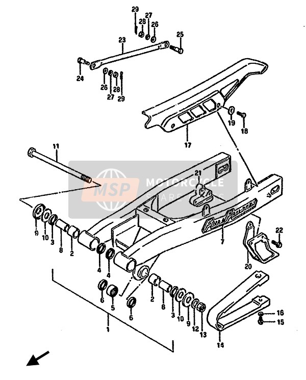 Suzuki DR125S 1987 Rear Swing Arm for a 1987 Suzuki DR125S