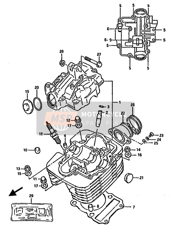 Suzuki DR125S 1988 Cabeza de cilindro para un 1988 Suzuki DR125S