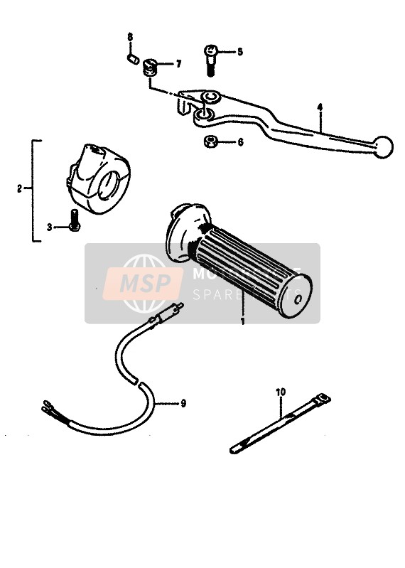 Suzuki DR250S 1987 Interruptor de la manija derecha para un 1987 Suzuki DR250S