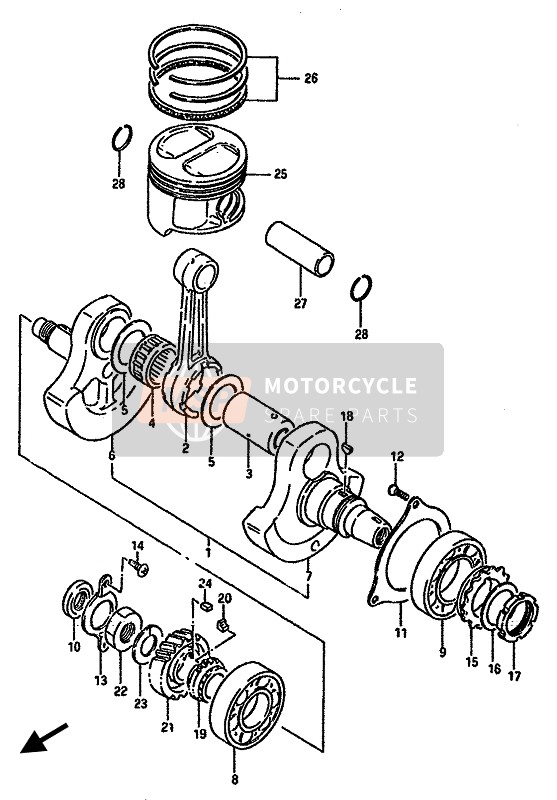 Suzuki DR600S(U) 1986 Cigüeñal para un 1986 Suzuki DR600S(U)