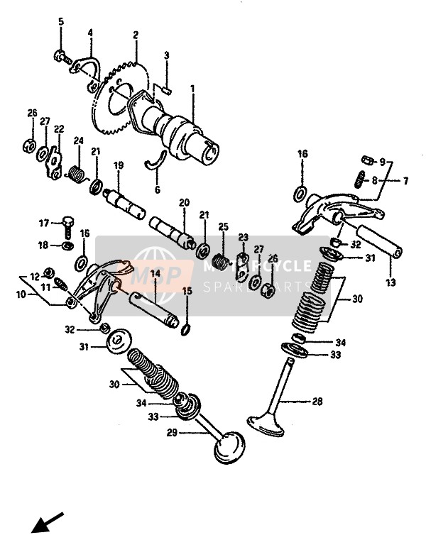 Suzuki DR600S(U) 1986 Cam Shaft & Valve for a 1986 Suzuki DR600S(U)