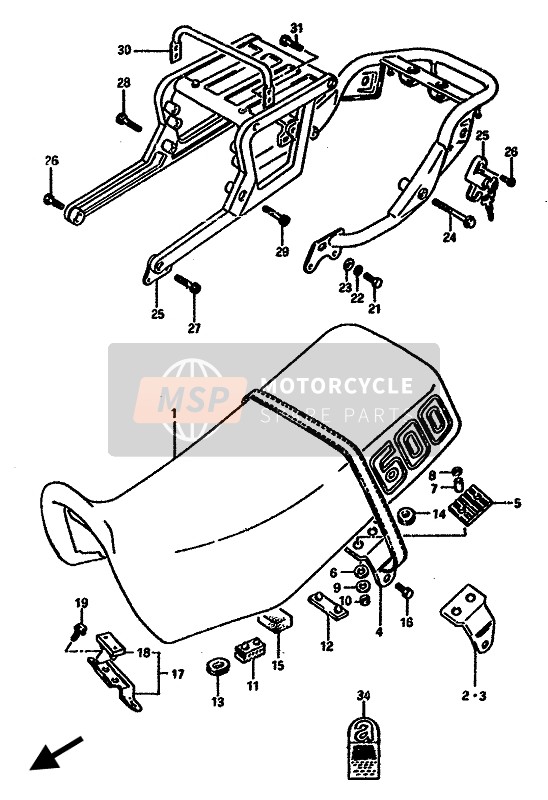 Suzuki DR600S(U) 1986 Asiento para un 1986 Suzuki DR600S(U)