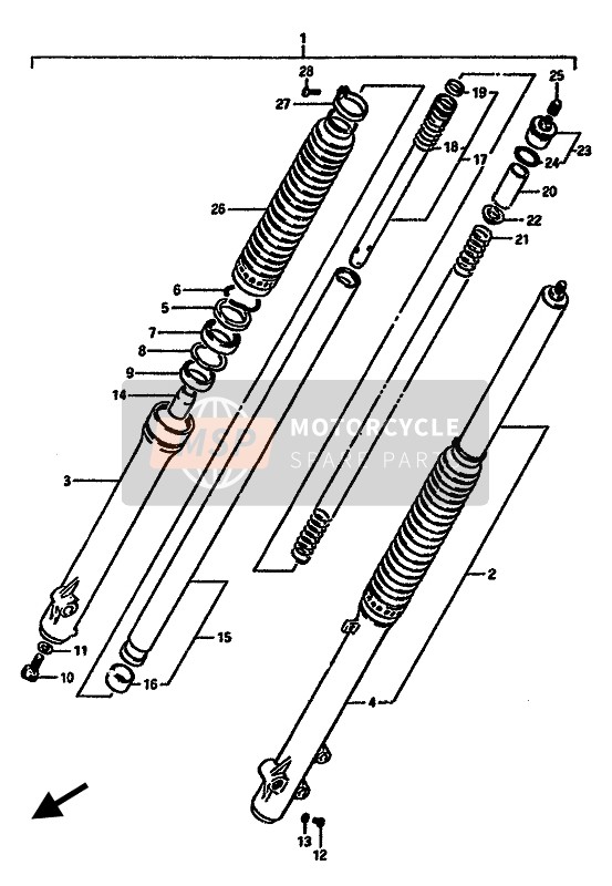 Suzuki DR600S(U) 1986 Front Fork for a 1986 Suzuki DR600S(U)