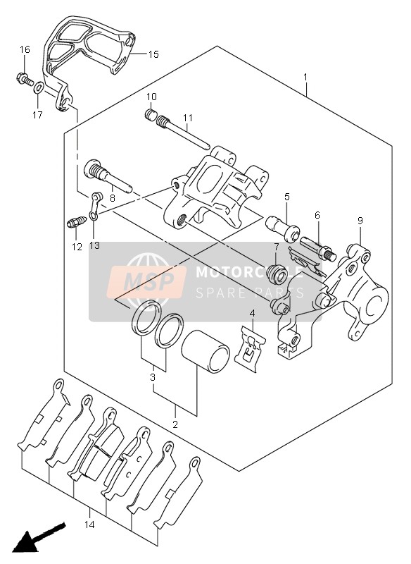 Suzuki RM250 2002 BREMSSATTEL HINTEN für ein 2002 Suzuki RM250