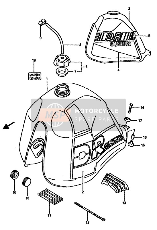 Suzuki DR600S(U) 1987 Fuel Tank for a 1987 Suzuki DR600S(U)