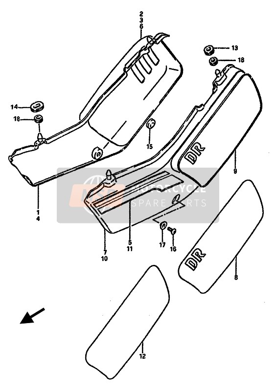 Suzuki DR600S(U) 1987 Frame Cover for a 1987 Suzuki DR600S(U)