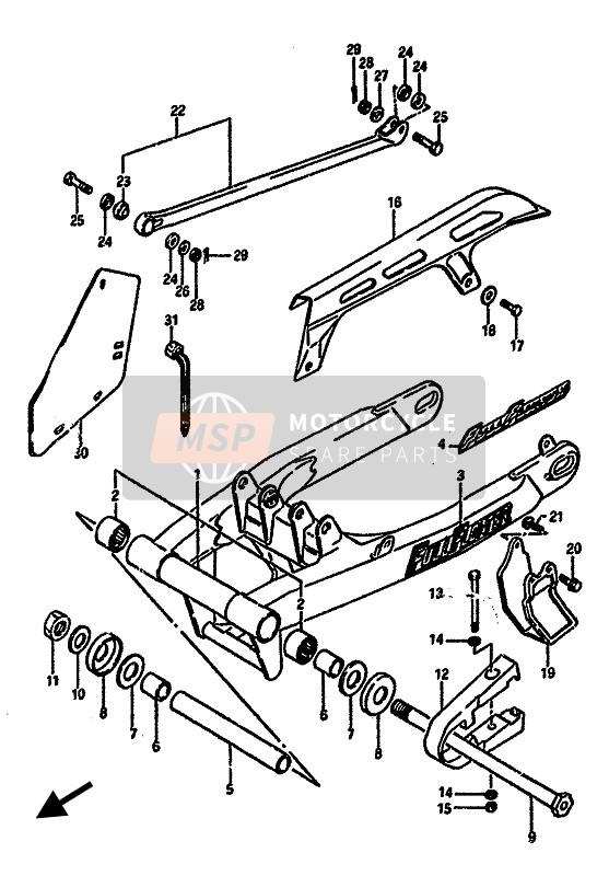 Suzuki DR600S(U) 1987 Rear Swing Arm for a 1987 Suzuki DR600S(U)