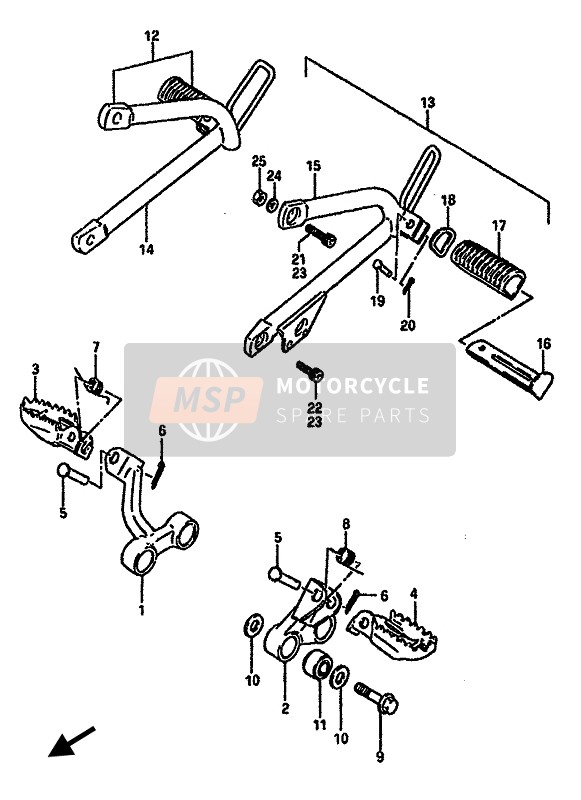 Suzuki DR600S(U) 1988 Reposapiés para un 1988 Suzuki DR600S(U)